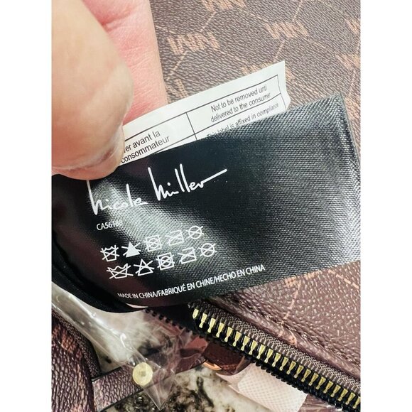 Nicole Miller Brown Logo Gold Hardware Shoulder Crossbody Bag Purse W/ Pouch NWT - Picture 6 of 7